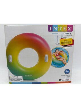 Intex Tube Rainbow Ombre Inflatable Pool Float 48” For Ages 9+